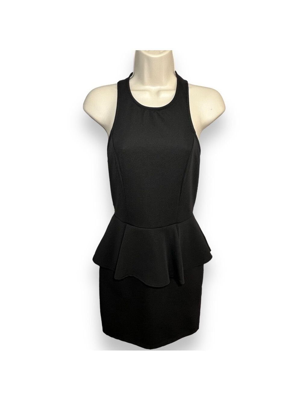 Lush Women’s Peplum Sleeveless Mini Dress Black Size Medium